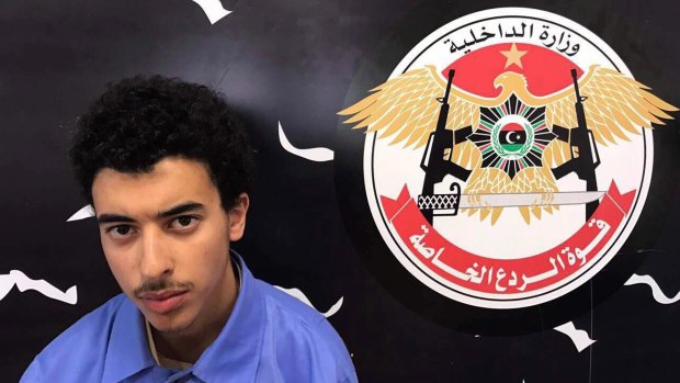 Hashim Ramadan Abedi, the brother of Salman Abedi,  inside the Tripoli office of the Libyan Interior Ministry's Special Deterrent Force after his arrest on Tuesday for alleged links to the Islamic State extremist group. 