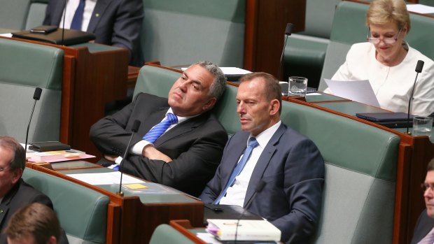 Former treasurer Joe Hockey and former prime minister Tony Abbott on the backbench.
