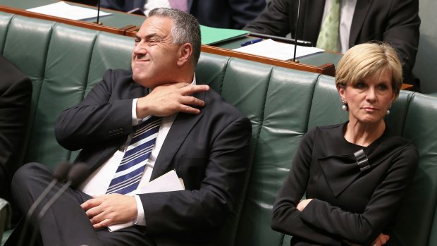 Former treasurer Joe Hockey and Foreign Minister Julie Bishop last month.