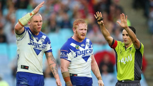 Mad, bad dogs: David Klemmer and James Graham left the referee in no doubt about how they felt last year against Souths.