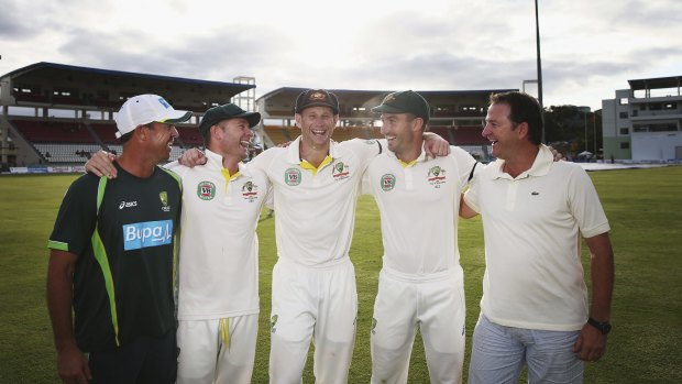 Top team: (from left) Greg Blewett, Michael Clarke, Adam Voges, Shaun Marsh and Mark Waugh. These current and former cricketers make up five of the last six Australians to make a century in their Test debut. Marcus North is the missing member.