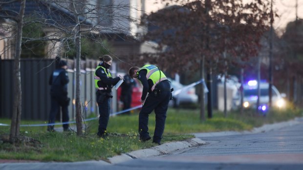 Police at the scene of the shooting in Roxburgh Park.