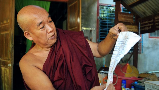 Ashin Khae Mar Nanda, a 69-year-old monk from the Monastery at Magyee Kan village in the constituency of Aung San Suu Kyi.