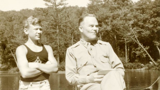 A young Buzz Aldrin with his father, Edwin.