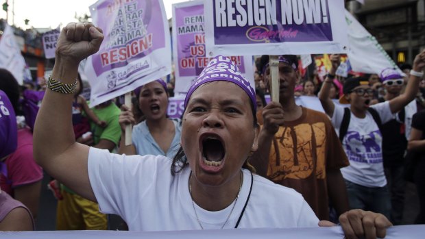 March in Philippines on International Women's Day in Manila.