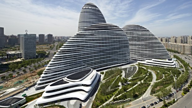 Hadid's Wangjing Soho building in Beijing.