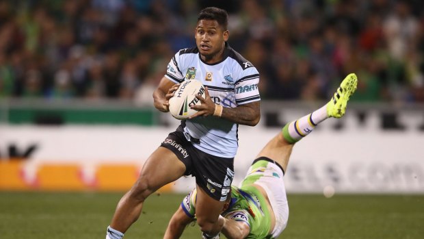 A cut above this year: Ben Barba makes a break during the play-off win over the Canberra Raiders.