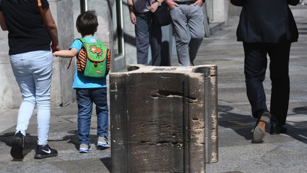 Stone blocks placed near Cologne cathedral to prevent attacks on tourists in the square. 