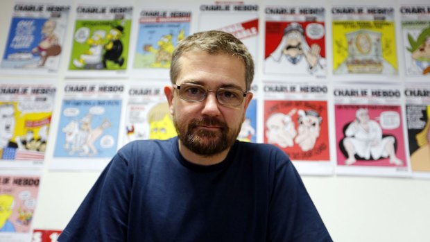 Killed by gunmen ... Charlie Hebdo's publisher and editor Stephane Charbonnier in 2012. A 24-year-old man faced trial for allegedly threatening to behead Charbonnier in September, 2012.