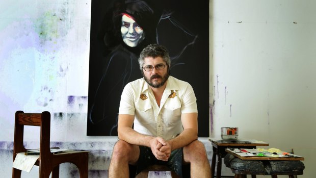 Artist Nigel Milsom at his studio in the Newcastle suburb of Wickham. 