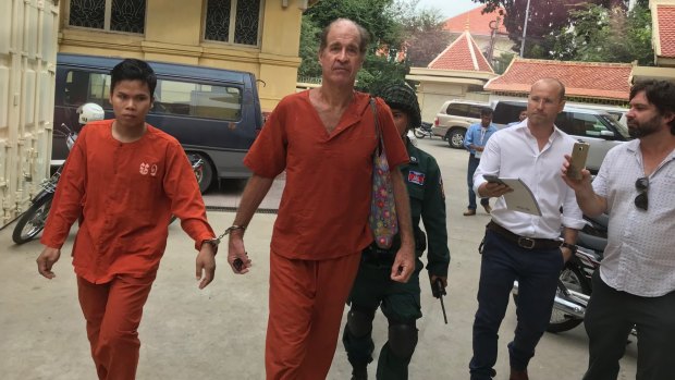 James Ricketson arrives at Cambodia's Supreme Court on January 17.