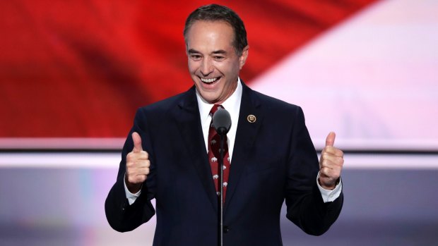 Chris Collins, pictured nominating Donald Trump as the Republican presidential candidate in 2016, lost $22 million on paper when Innate tanked.