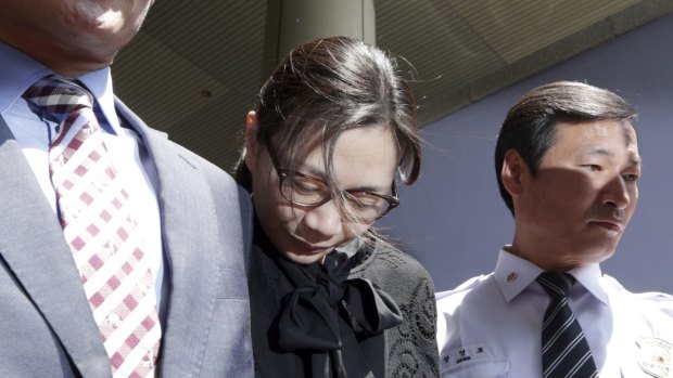Former Korean Air executive Cho Hyun-ah leaves the Seoul High Court on Friday. 