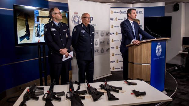Michael Keenan with some examples of the type of weapons that were seized.