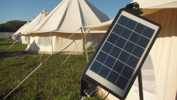 Tent solar panels: USB chargers allow campers to power up their phones.