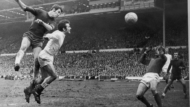Future champ: Chelsea's Peter Osgood, who toured Australia in 1965, heads the ball against Leeds  during the 1970 FA Cup final.