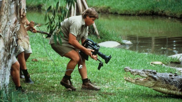 Irwin at work on his series The Crocodile Hunter.