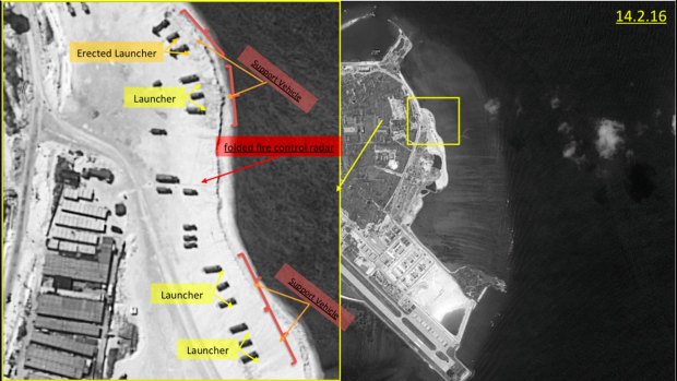 Satellite images of Woody Island, the largest of the Paracel Islands in the South China Sea. A US official confirmed that China has placed a surface-to-air missile system on Woody Island in the Paracel chain.