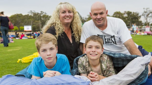 Sleeping  out: Bonython residents Tanya Taylor and Paul Skimore with their children Nathan, 13 and Jayden, 11.