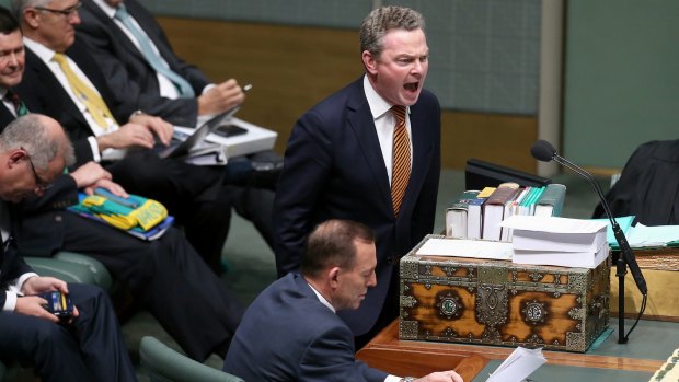 Christopher Pyne defends Dyson Heydon in Parliament on Thursday.