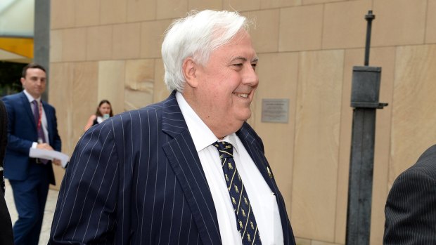 Clive Palmer was all smiles on Thursday morning as he entered court.