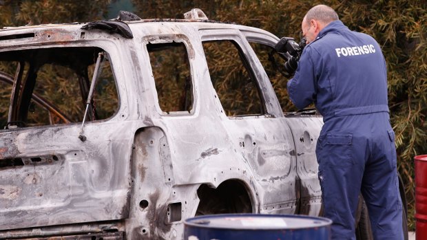 The burnt out car was found in an industrial area in Coburg North.