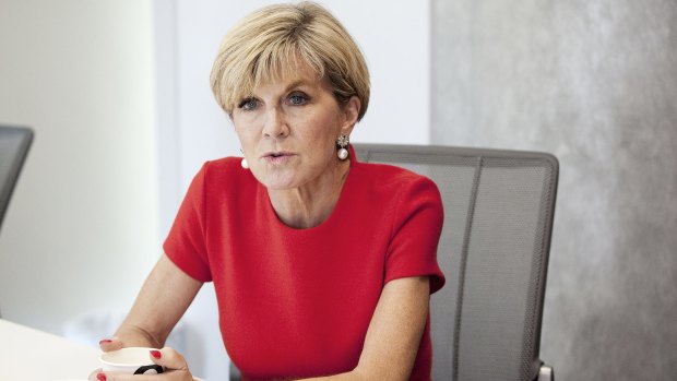 Julie Bishop, Australia's foreign minister, speaks during an interview in Singapore.