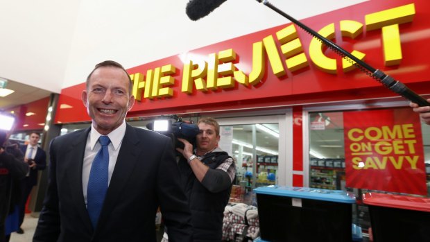 Prime Minister Tony Abbott during his visit to a shopping centre in Canberra on Thursday.