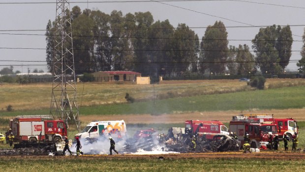 Emergency services at the site of the crash in Seville.