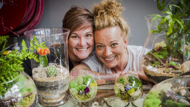 Moxom and Whitney co-owners Bin Whitney, left, and Loulou Moxom with some of their terrariums.



Photo Jamila Toderas