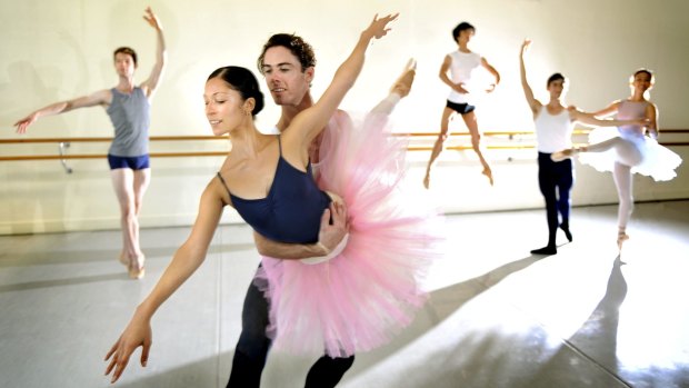 Dancers rehearse in the Primrose Potter Australian Ballet Centre in Melbourne.