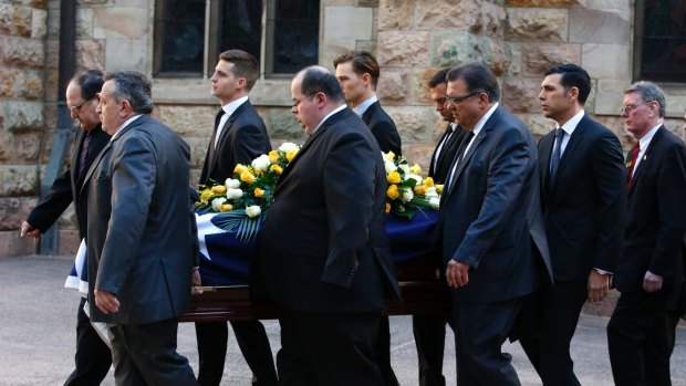 Pallbearers at the former Labor minister's funeral.