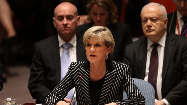 Australia's Foreign Minister Julie Bishop speaks during a meeting of the United Nations Security Council to discuss the shooting down of flight MH17.