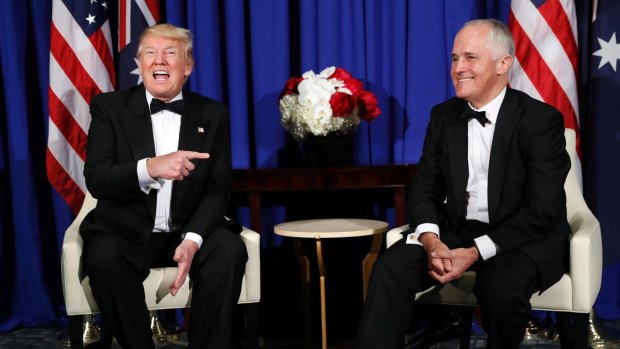 Donald Trump (left) and Malcolm Turnbull are "of one mind" in condemning Kim Jong-un's "reckless conduct".
