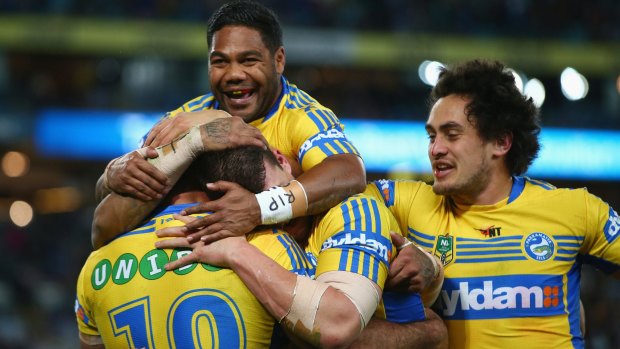 Winning feeling: Chris Sandow and his Eels teammates are revelling in their run of success.