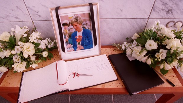 The condolence book for Diana at the British High Commission in Canberra.