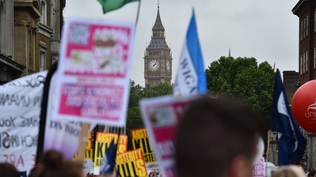 Anti-austerity demonstrators in London.