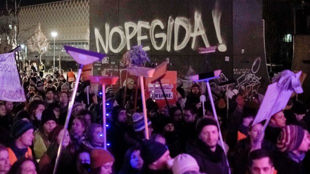 The PEGIDA turnout was dwarfed by 100,000 counter-demonstrators calling for tolerance.