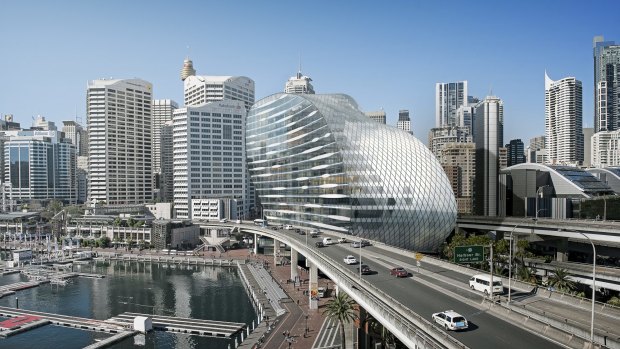 Artist's impression of The Ribbon project, which Grocon is planning for the Imax site at Sydney's Darling Harbour.
