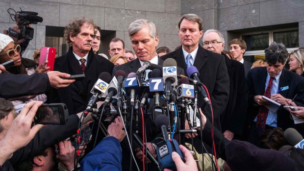 The former governor addresses the media after his sentencing hearing.