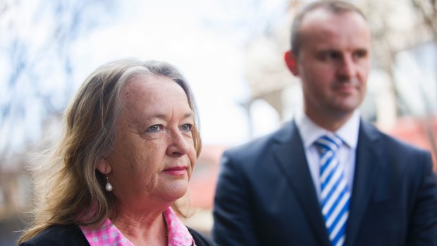 Dumped minister Joy Burch with Chief Minister Andrew Barr.