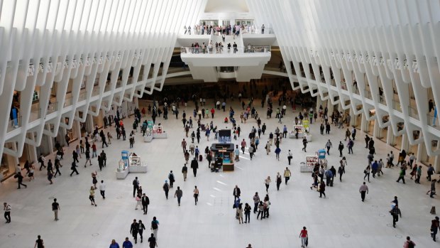 Crowds were evacuated from the Oculus mall inside the World Trade Centre on Sunday.
