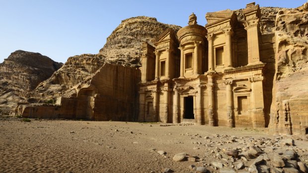 The rock-carved monastery at Petra, Jordan.
