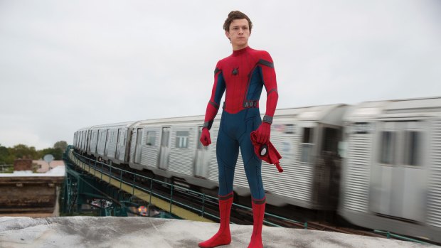 Making the best of learning his masked trade in his home borough of Queens is Peter Parker played by Tom Holland.