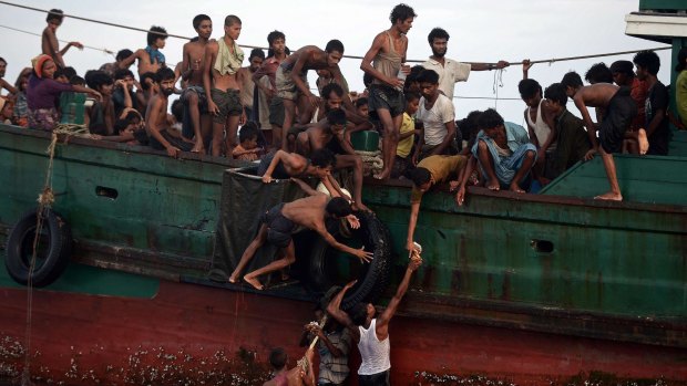  A boat crammed with scores of Rohingya migrants recently found drifting in Thai waters.