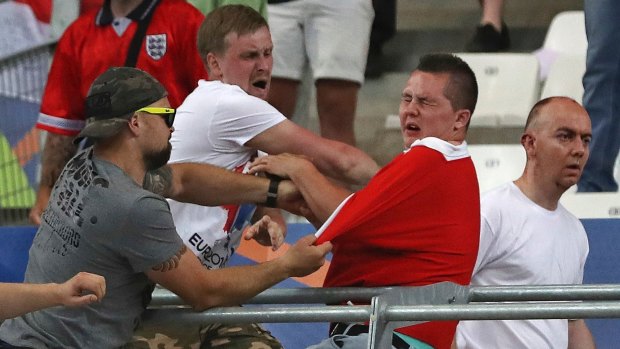 England and Russian football fans clash during Euro 2016.