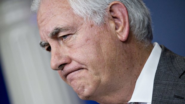 Rex Tillerson, U.S. secretary of state, listens to a question during a White House press briefing on Monday.