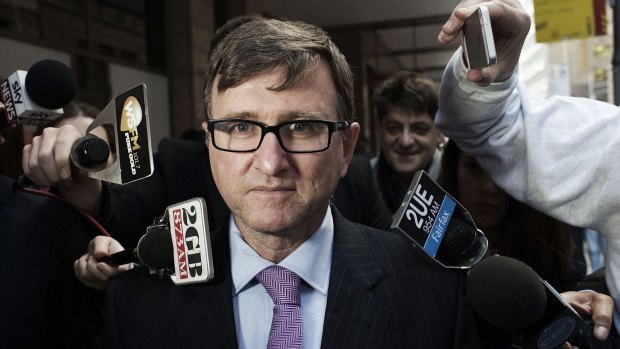 Alleged affair: Health Services Union barrister Mark Irving leaves the royal commission.