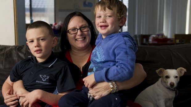 Anne Rowe with her sons Jed, 6, and Ashton, 4.