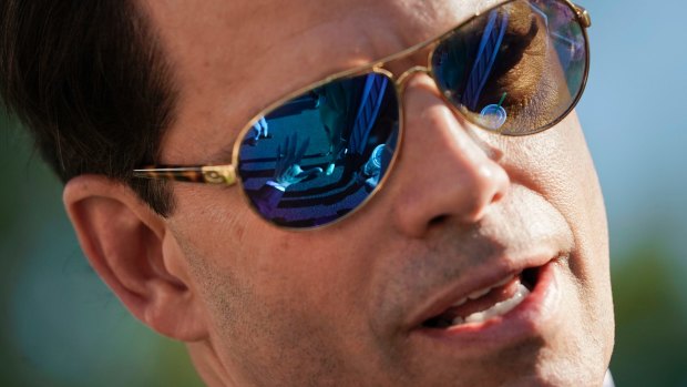 White House communications director Anthony Scaramucci speaks to members of the media outside the White House in Washington, July 25, 2017.